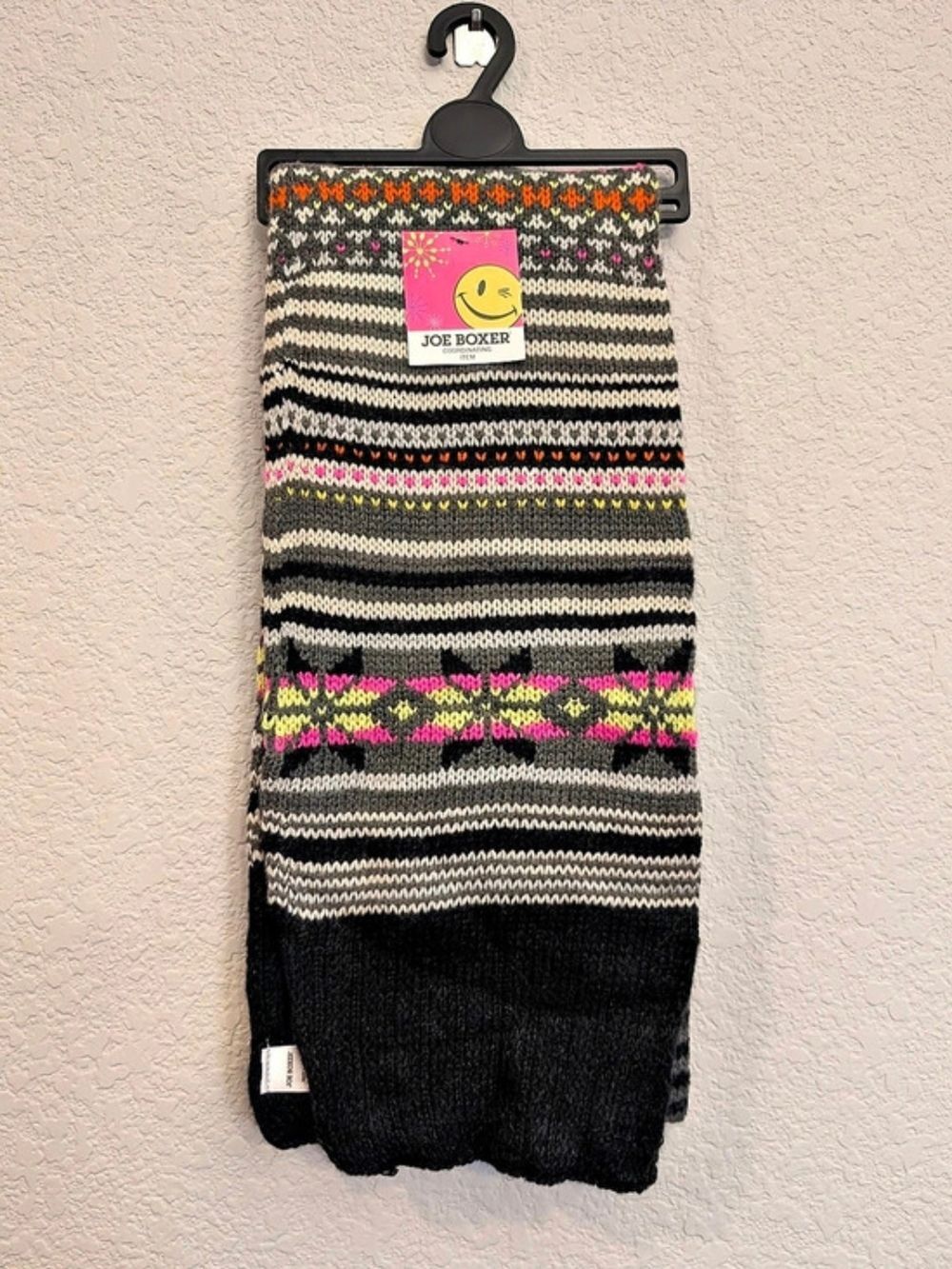 NWT Joe Boxer Multicolor Knit Striped Geometric Scarf